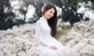 Cô nàng 9X Hà Nội tinh khôi bên cúc hoạ mi