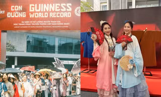 Gai Con "xúng xính" trong trang phục truyền thống, quyết lập kỷ lục Guinness