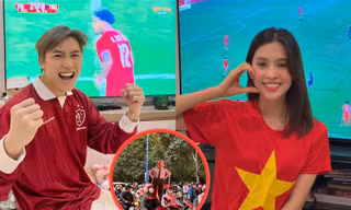 Sao Việt cổ vũ ĐT Việt Nam: Tiến Luật cử đại diện đi "bão", Lan Ngọc nín thở phút bù giờ