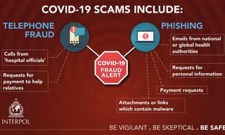 Hình ảnh cảnh báo của Interpol về tình trạng lừa đảo liên quan đến COVID-19