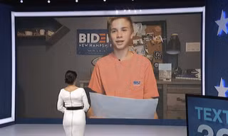 Cậu bé Brayden Harrington trong clip chia sẻ cậu chuyện được ông Biden giúp sửa tật nói lắp. (Ảnh: AP)