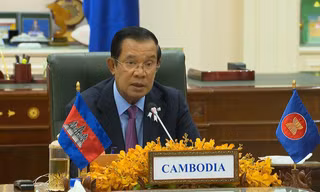 Thủ tướng Campuchia Hun Sen dự Hội nghị cấp cao ASEAN trực tuyến ngày 26/6. (Ảnh: Freshnewsasia)