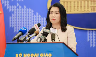 Bà Lê Thị Thu Hằng tại cuộc họp báo thường kỳ chiều nay. (Ảnh: Như Ý)