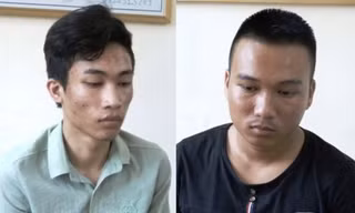 Đối tượng Vinh và Huy tại cơ quan điều tra