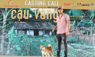 Đạo diễn Trẫn Vũ Thủy và chú chó tên Vàng ở vòng casting