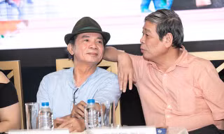 Nguyễn Trọng Tạo và Nguyễn Thụy Kha trong buổi gặp gỡ chuẩn bị đêm nhạc Khúc hát song quê năm 2018