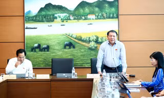 Bộ trưởng Nguyễn Văn Hùng phát biểu tại Quốc hội. Ảnh: Như ý