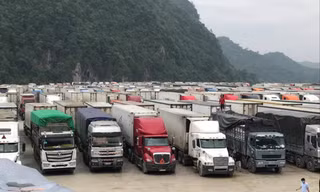 Lượng xe nông sản đổ về các cửa khẩu tăng liên tục trong những ngày gần đây gây nguy cơ ùn tắc tái diễn