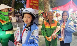 Bạn tween lớp 6 trích tiền lì xì, tự tay làm hoa tặng 100 cô lao công nhân dịp 20/10