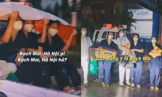 Clip xúc động: Nhóm sinh viên Hà Nội đi chống dịch ngồi trên thùng xe giữa trời mưa tầm tã