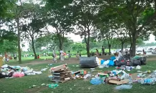 Hà Nội: Ngán ngẩm cảnh công viên Yên Sở ngập trong rác thải sau ngày nghỉ lễ