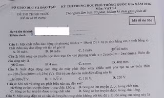 Đề thi, bài giải môn Vật lý THPT quốc gia 2016