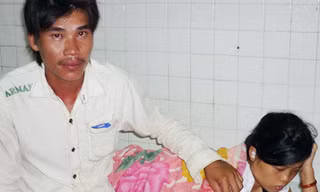Vợ chồng chị Nhân ở Bệnh viện Sản nhi Cà Mau