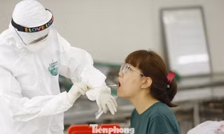 Lấy mẫu xét nghiệm tại Hà Nội. Ảnh: Như Ý