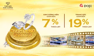 DOJI ưu đãi đến 19% trang sức mừng sinh nhật Thế giới Kim cương