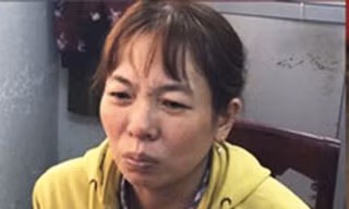 Bà Sương tại cơ quan công an.