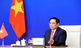 Thủ tướng Phạm Minh Chính dự Hội nghị Cấp cao Á-Âu lần thứ 13. (Ảnh: Lâm Khánh/TTXVN)