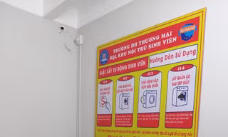 Hệ thống máy giặt phục vụ sinh viên trong KTX của trường ĐH Thương mại