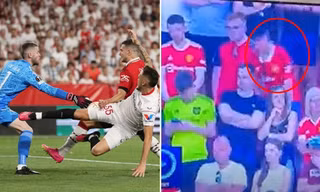 Fan Manchester United bỗng nổi tiếng vì ngã gục trên sân sau thảm bại trước Sevilla