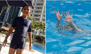 Em bé ở Malaysia suýt đuối nước do mẹ mải xem điện thoại, may một cậu bé 11 tuổi nhìn thấy