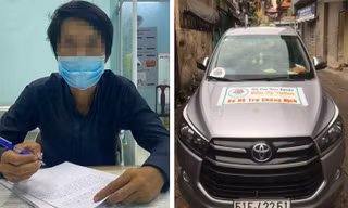 Tài xế P. và phương tiện tại Công an.