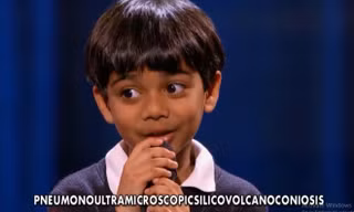 Nhà vô địch Spelling Bee 2016 khiến khán giả show Little Big Shots thán phục khi đánh vần từ có 45 chữ cái. Ảnh chụp màn hình.
