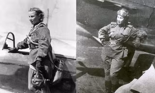 Lydia Litvyak bên cạnh chiếc Yak-1 của mình. Ảnh: War History.