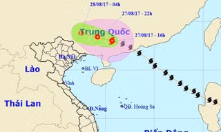 Vị trí, hướng di chuyển của bão số 7. (Ảnh: NCHMF).