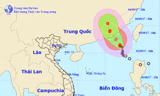 Vị trí và hướng di chuyển của bão số 8 (Ảnh: NCHMF).