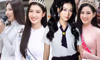 Các nàng hậu về thăm trường cũ: Đỗ Thị Hà ra mắt quỹ học bổng, Thúy Vân tặng quà bất ngờ