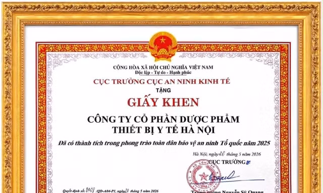 HAPHARCO vinh dự nhận Giấy khen của Cục An ninh Kinh tế - Bộ Công an