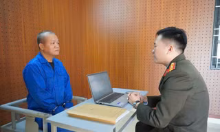Đối tượng Lao Văn Mạnh tại cơ quan Công an.
