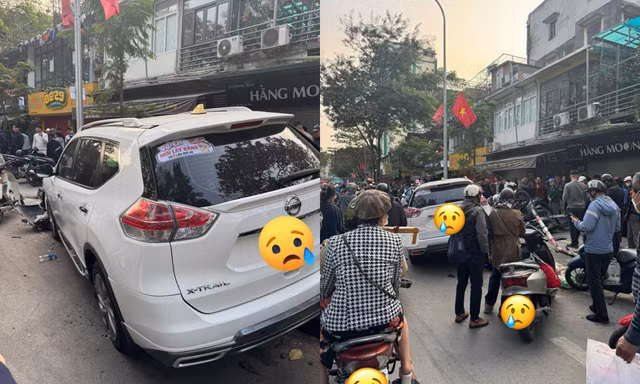 Ô tô dán dòng chữ “Vợ em mới lấy bằng, thi 9 lần mới đỗ” tông hàng loạt xe máy