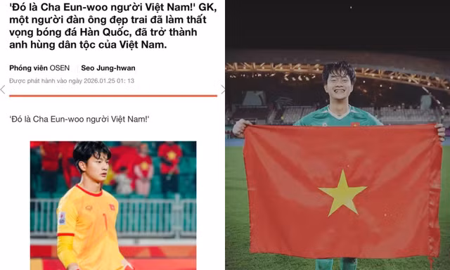 Báo Hàn Quốc ngợi ca thủ môn U23 Việt Nam, gọi là “Cha Eun Woo phiên bản sân cỏ”