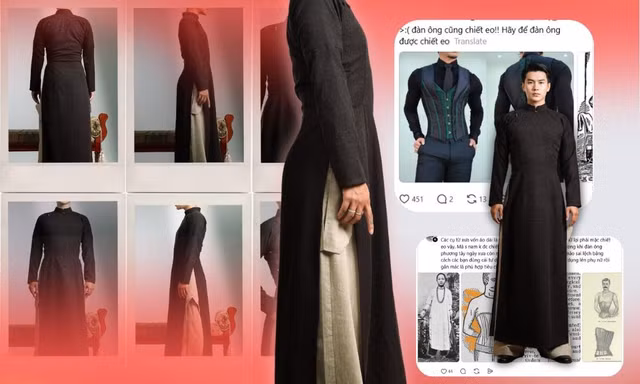 Đang viral trên "thành phố Sợi chỉ": Thiết kế áo dài nam chiết eo gây tranh cãi