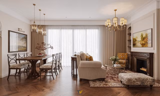 Thiết kế nội thất phong cách Âu Mỹ cho căn hộ 110m2 
