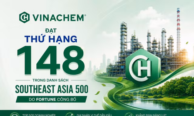 Vinachem được vinh danh Top 500 doanh nghiệp hàng đầu Đông Nam Á năm 2026