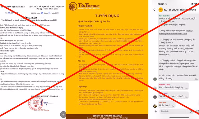 Cảnh giác chiêu trò giả mạo tuyển dụng T&T Group trên mạng xã hội để lừa đảo