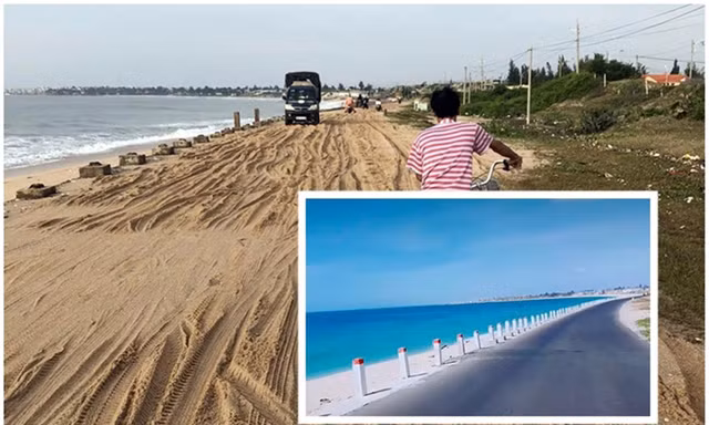 Cát 'nuốt' hơn 300m tuyến đường ven biển đẹp nhất Việt Nam ở Lâm Đồng