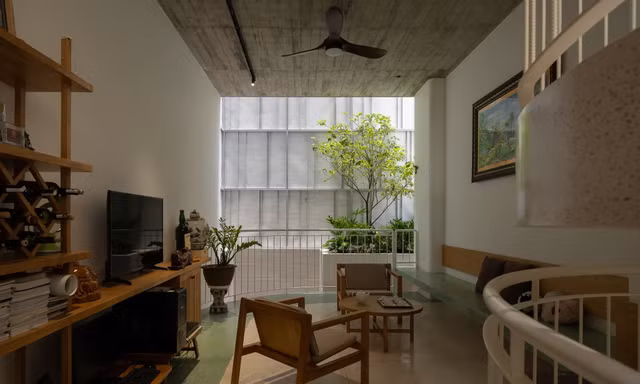 Giải pháp lệch tầng để mở rộng không gian nhà phố