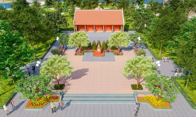 Hình ảnh nhà trưng bày Anh hùng Võ Thị Sáu trong công viên trung tâm Thủ đô