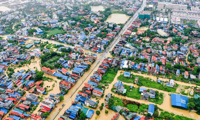 Khu vực trung tâm tỉnh Thái Nguyên đến trưa ngày 8/10 vẫn đang ngập sâu