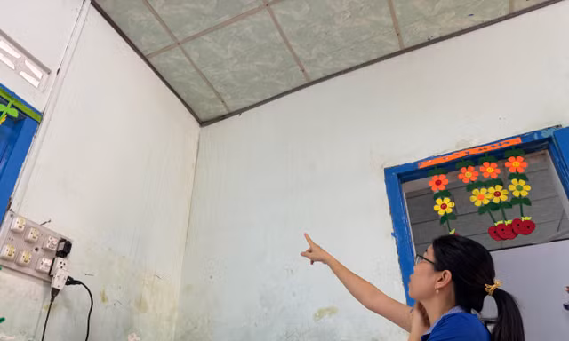 Dù mới được sửa chữa nhưng Trường mầm non Diên An ở thôn Phú An Nam đã xuống cấp.