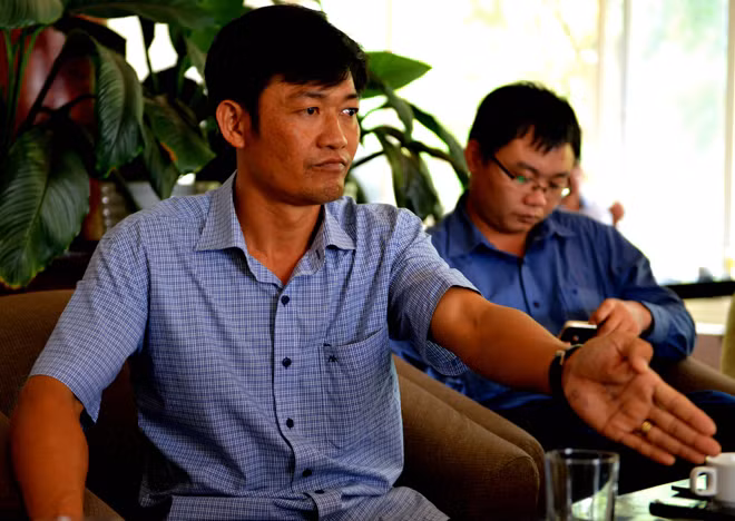 Thiếu tá Quang tại cuộc gặp mặt các nhà báo.