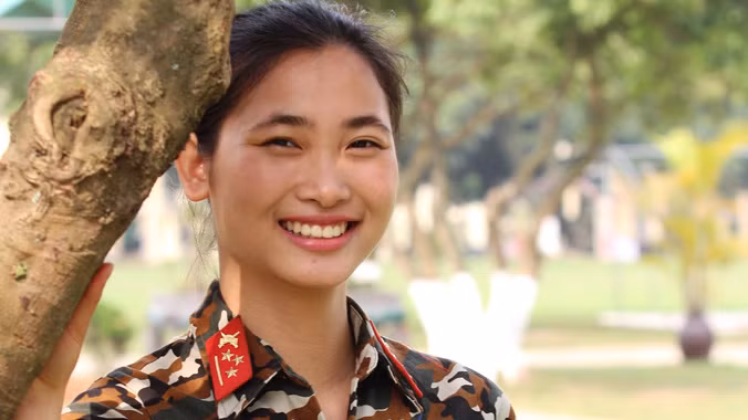Nữ quân nhân Sư đoàn 308, Quân đoàn 1. Ảnh: Nguyễn Minh.