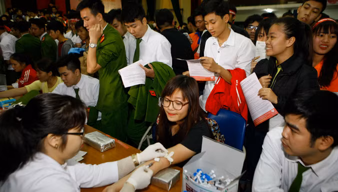 Chủ nhật Đỏ lần thứ 8 năm 2016 đã kết thúc thành công với tổng số lượng máu tiếp nhận được là 22.455 đơn vị máu. Ảnh: Như Ý.