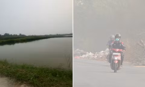Đường phố Cà Mau bị bao phủ bởi lớp không khí mờ đục