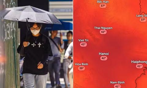 Người dân che nắng khi ra đường ở Hà Nội