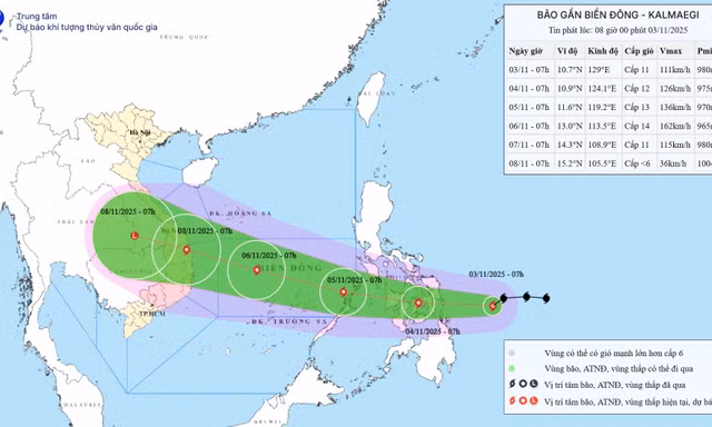 Bão Kalmaegi di chuyển nhanh, có thể mạnh cấp 14 trên Biển Đông 