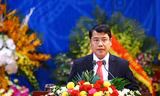 Tân giáo sư Trần Đình Thắng phát biểu tại Lễcông bố quyết định và trao giấy chứng nhận đạt tiêu chuẩn chức danh giáo sư, phó giáo sư năm 2016. Ảnh:Minh Linh.